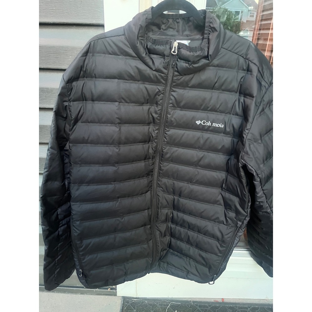 Columbia Mens Black Puffer Jacket Down Insulated Full Zip XO2415 XXL